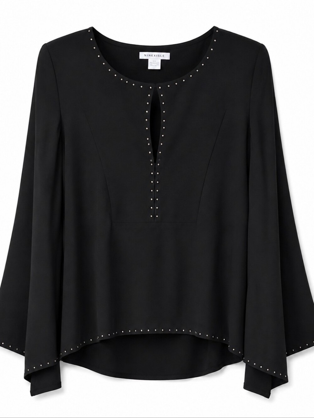 Black Women's Top Tunic With Stunning Gold Grommet Details Plus 18W